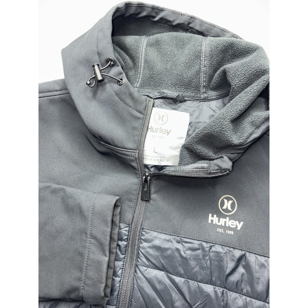 Hurley Sonora Quilted Puffer Jacket Mens Large Black Windbreaker
